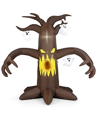 7.8 Ft Halloween Inflatables Scary Dead Tree Halloween Decoration with Ghost Dimming Infinity Mirror Light & 5 Bright Led Lights