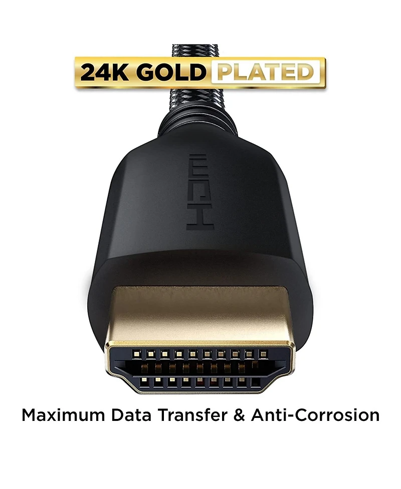Powerbear Hdmi Cable 2-Pack High Speed Braided Gold Connectors for Tv Laptop Console