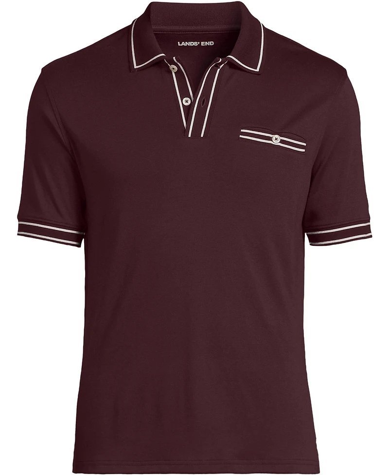 Lands' End Men's Short Sleeve Tipped Welt Pocket Supima Polo