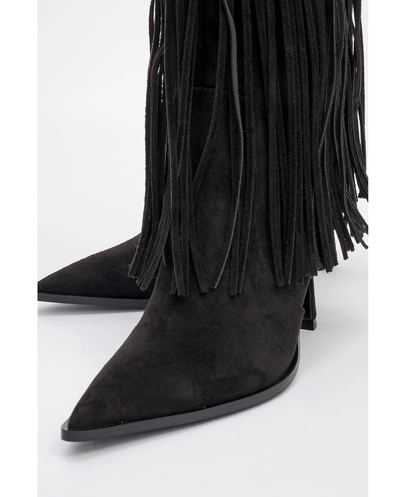 Prologue Shoes Gueras Fringe Pointed Toe Boot (Women)