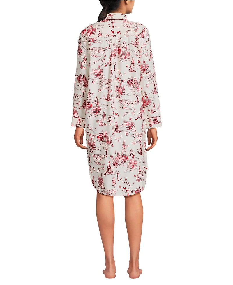 Lands' End Women's Flannel Long Sleeve Sleepshirt Nightgown