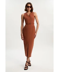 Karen Millen Women's Belted Pencil Maxi Dress