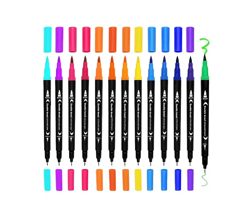 Htutwoo 48 Colors Acrylic Paint Pens Markers Waterproof Dual Tip Acrylic Marker Set for Scrapbook Fabric Glass Ceramic Diy Craft Art Supplies