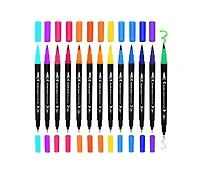Htutwoo 48 Colors Acrylic Paint Pens Markers Waterproof Dual Tip Acrylic Marker Set for Scrapbook Fabric Glass Ceramic Diy Craft Art Supplies