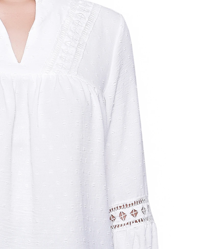 Ny Collection Women's Mandarin Collar Long Sleeve Top