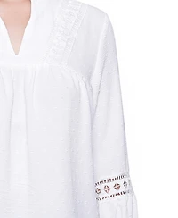 Ny Collection Women's Mandarin Collar Long Sleeve Top