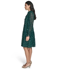 Jessica Howard Women's Smocked Long Sleeves Dress