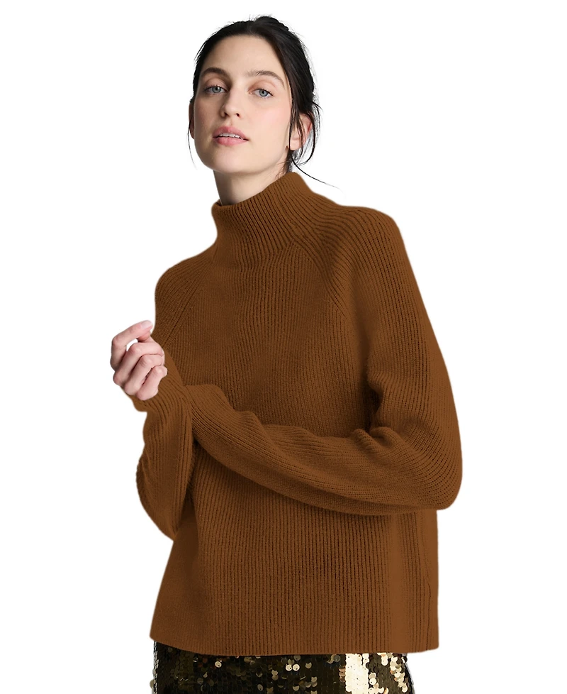 Kenneth Cole Women's Mock Neck Raglan Sweater