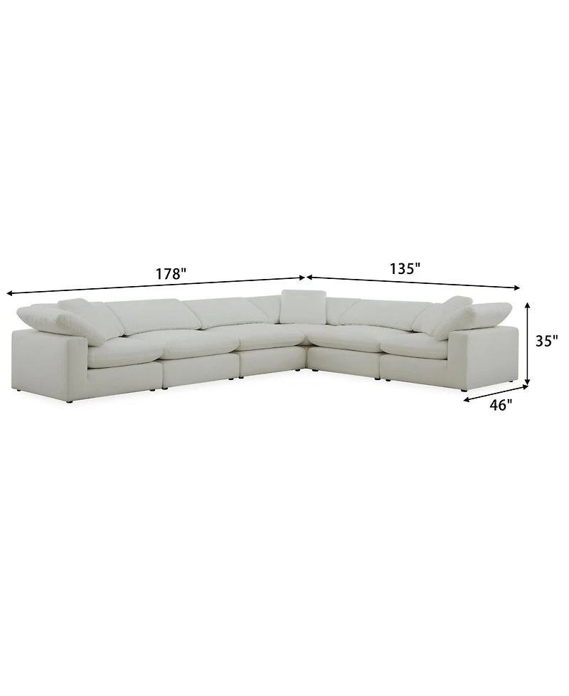 Furniture Fog 6-Pc. Fabric L-Sectional Sofa Set