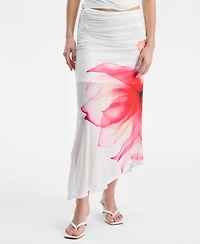 Bar Iii Women's Asymmetrical Floral-Print Midi Skirt, Macy's Exclusive