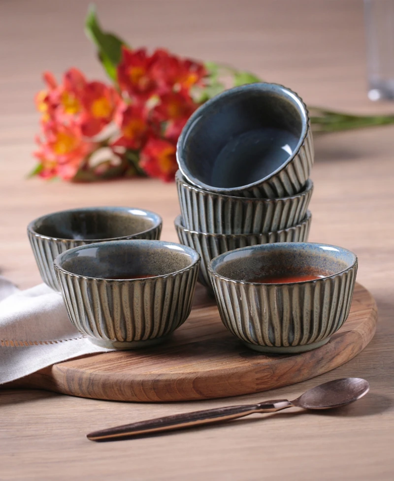 Porto Brasil Stoneware Linhas Ramekins, Set of 6