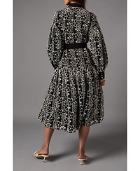 Coast Women's Long Sleeve Belted Shirt Dress