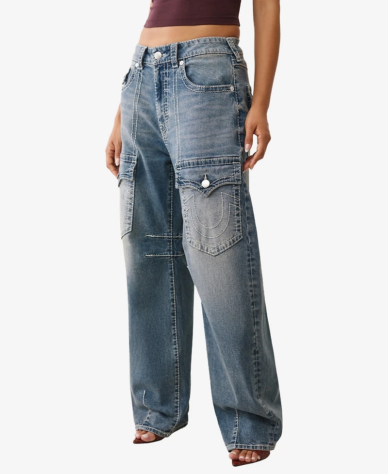 True Religion Women's Bailey Barrel Big Flap Jeans