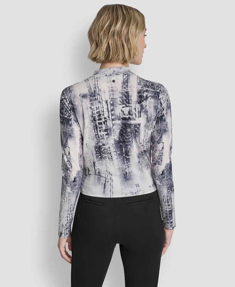 Dkny Petite Long Sleeve Wrap Top