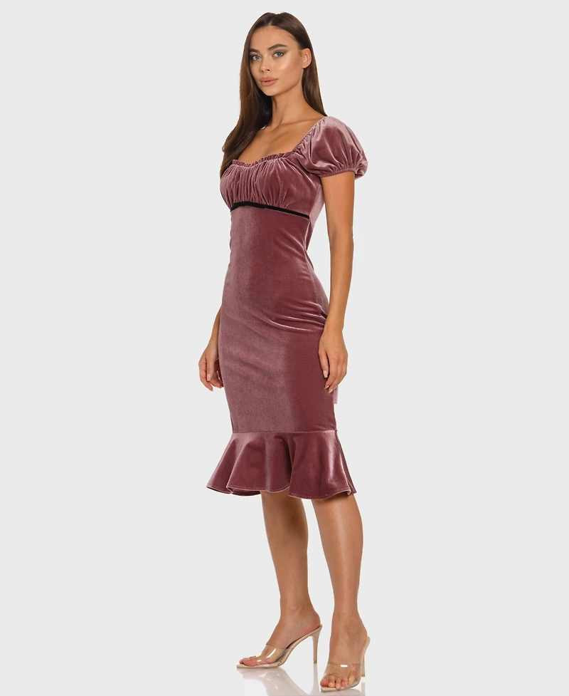 Alex & Sophia Women's Puff Sleeve Midi Dress