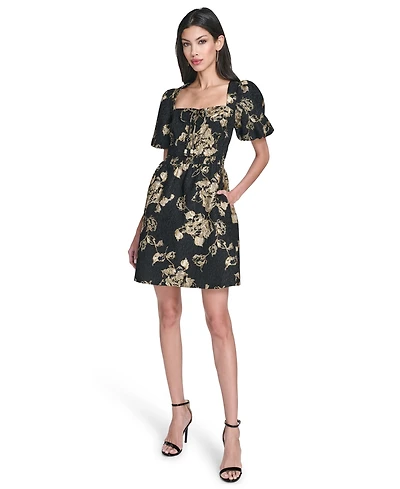 Vince Camuto Women's Square Neck Puff Sleeves Dress