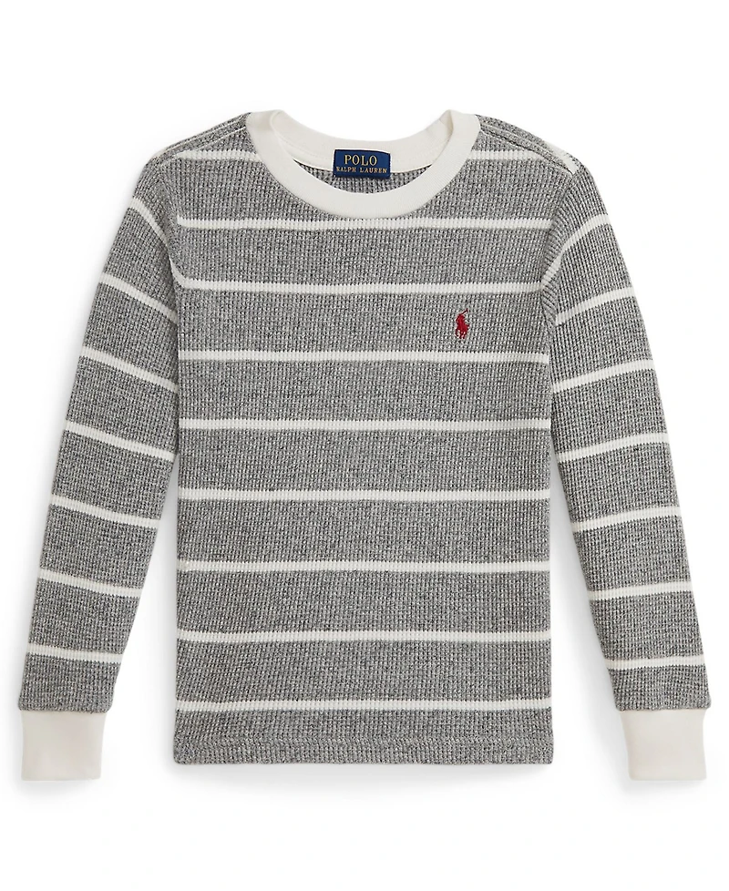 Polo Ralph Lauren Toddler and Little Boys Striped Waffle Cotton Long-Sleeve Tee