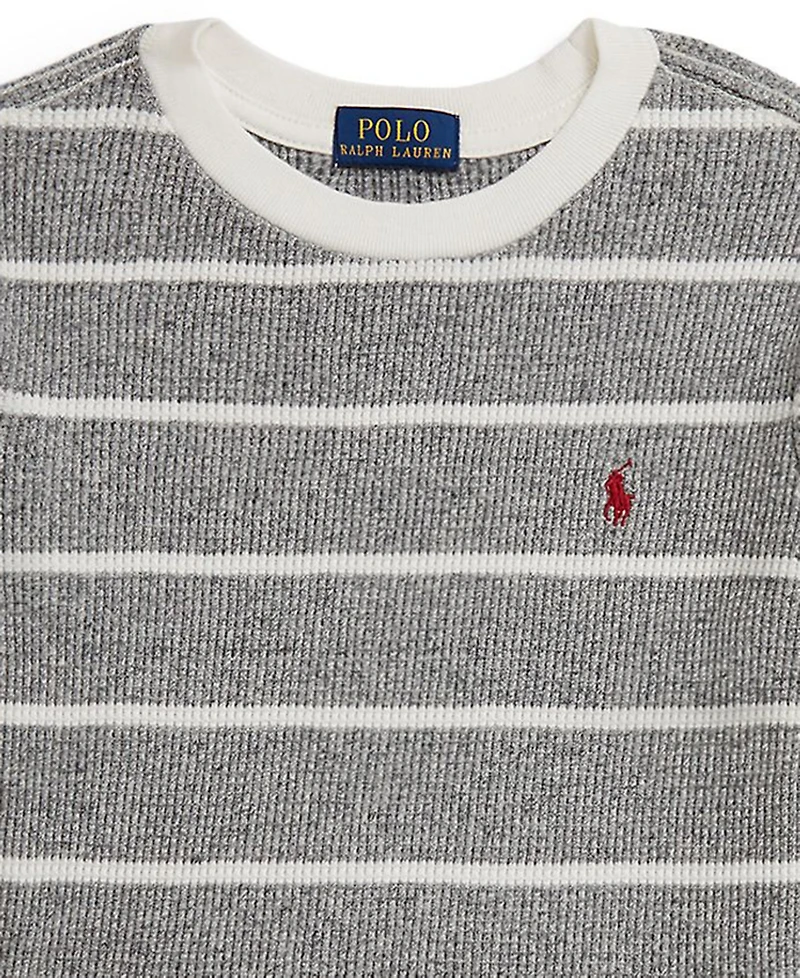 Polo Ralph Lauren Toddler and Little Boys Striped Waffle Cotton Long-Sleeve Tee