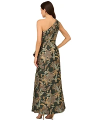 Adrianna Papell Women's Jacquard One-Shoulder Gown