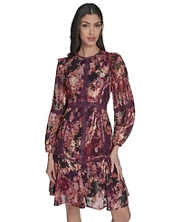 Eliza J Women's Crewneck Long Sleeve Tiered Dress