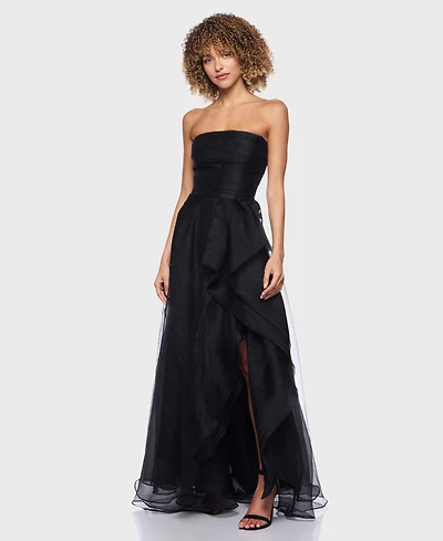 B Darlin Junior's Asymmetric Drape Strapless Dress