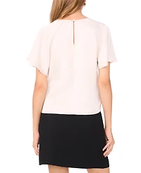 1.state Women's Flutter Sleeve Crewneck Blouse