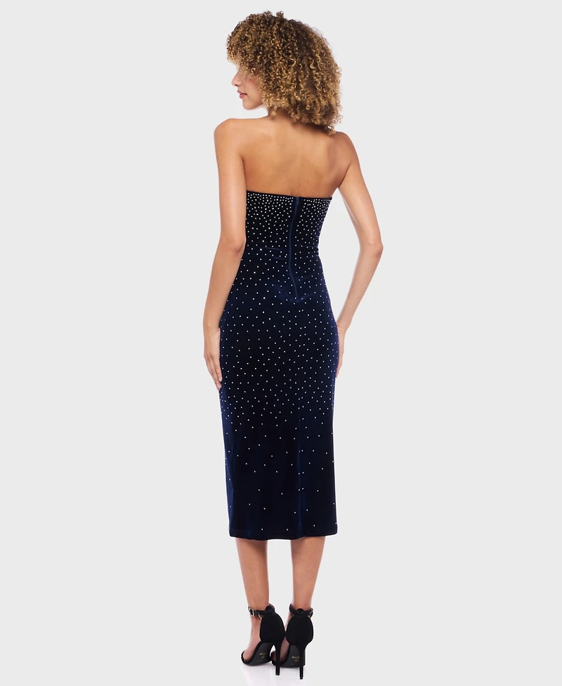 Alex & Sophia Junior's Velvet with Stones Strapless Dress