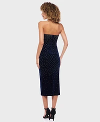Alex & Sophia Junior's Velvet with Stones Strapless Dress