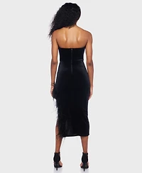 Alex & Sophia Junior's Strapless Midi Feather Dress