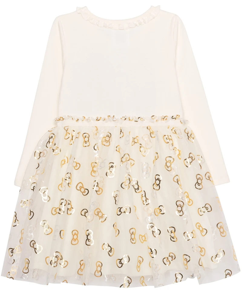 Hello Kitty Girls 2T-6X Long Sleeve Ruffle-Trim Dress