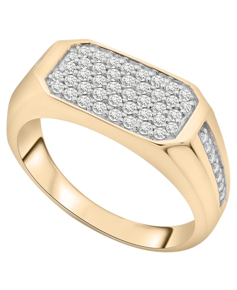 Macy's Men's Diamond (1/2 ct. t.w.) Ring in 14K Gold-Plated Sterling Silver