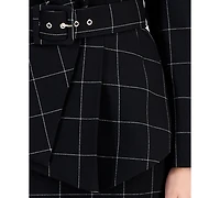 Tahari Asl Women's Windowpane-Print Skirt Suit Set