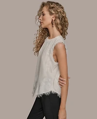 Donna Karan New York Women's Sleeveless Embellished Lace Trim Top