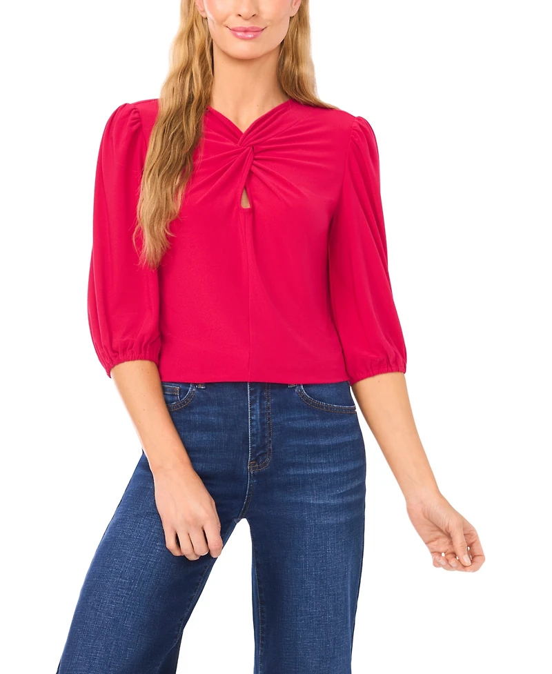CeCe Women's Twist Keyhole Knit Top