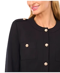 CeCe Women's Long Sleeve Knit Button Epaulets Blazer