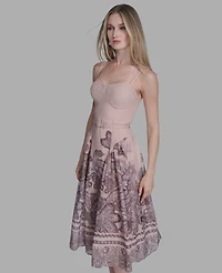Bcbg Women's Border Print Sleeveless Midi Dress