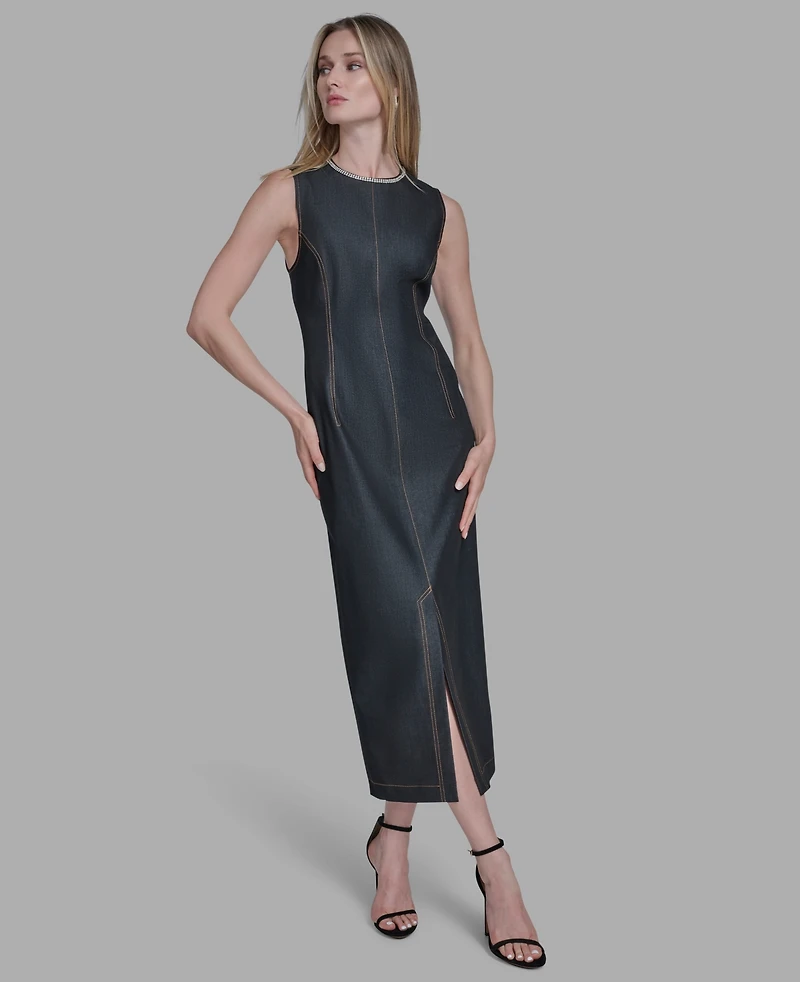 Bcbg Women's Rhinestone Applique Sleeveless Dress