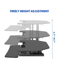 FlexiSpot M7 Series 36"W Manual Corner Adjustable Standing Desk Converter, Black