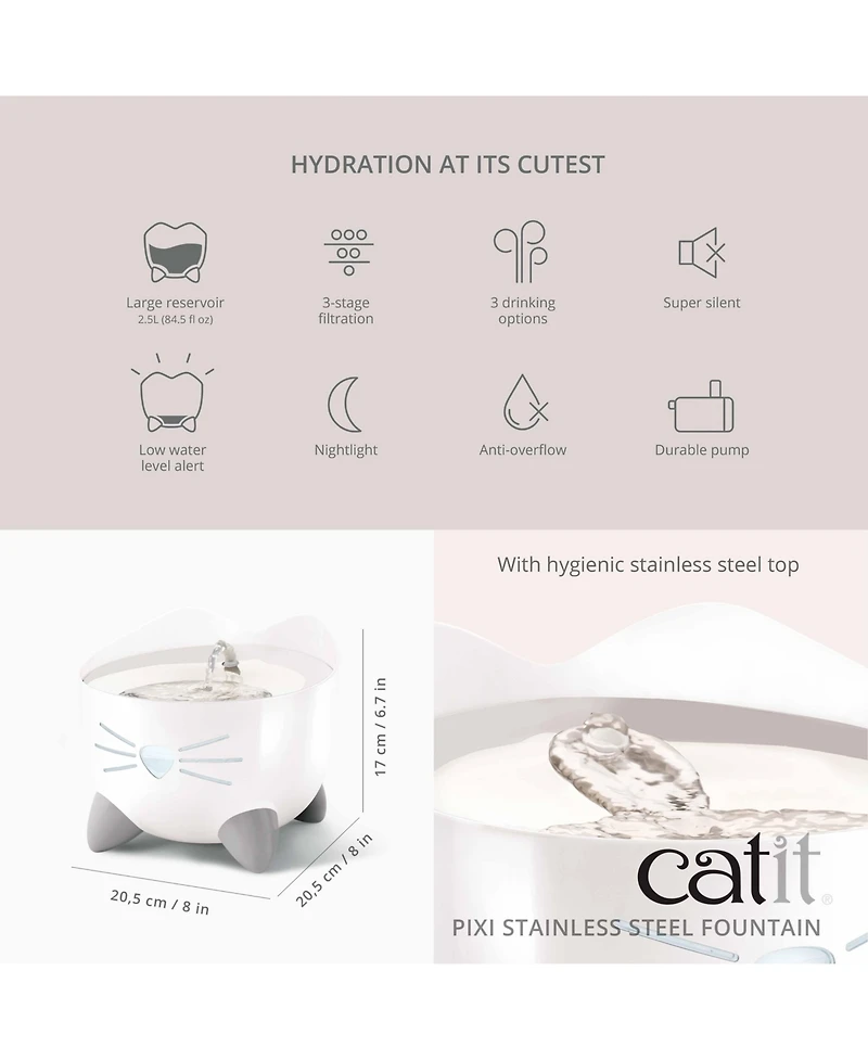 Catit Pixi Fountain, Stainless Steel