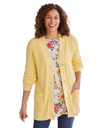 Woman Within Plus Button-Front Shaker Cardigan