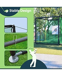 10x10x10FT Golf Practice Net Cage with Metal Frame, Backyard Golf Hitting Net Kit, Durable Batting Cage Netting for Home Golf Training and Simulators