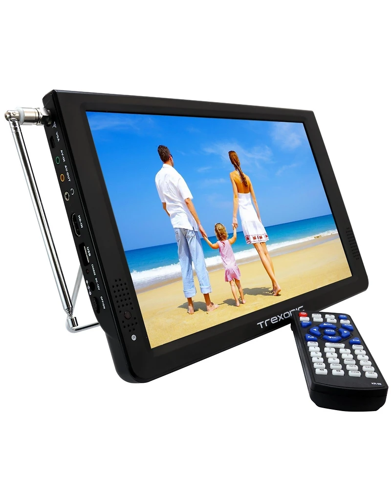 Trexonic Ultra Lightweight Rechargeable Widescreen 12" Led Portable Tv with Built-in Digital Tuner and Detachable Antenna