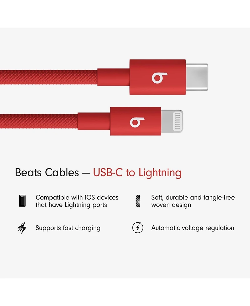 Beats Usb-c to Lightning Woven Cable (1.5 m) - Rapid Red