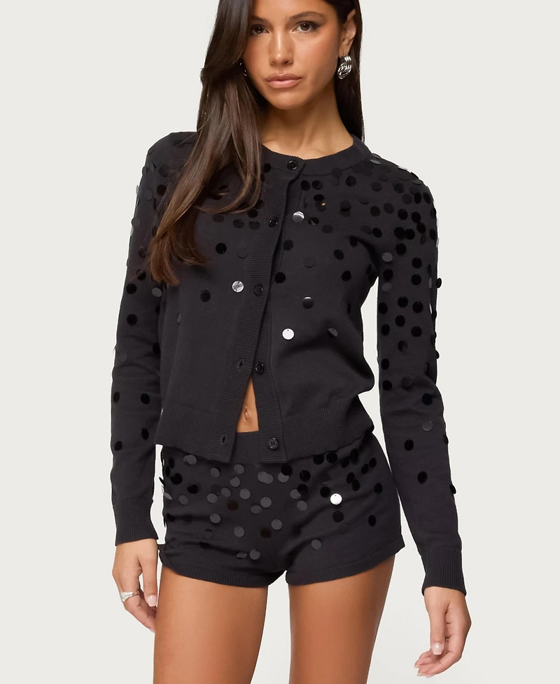 Edikted Women's Cierra Sequin Knit Cardigan