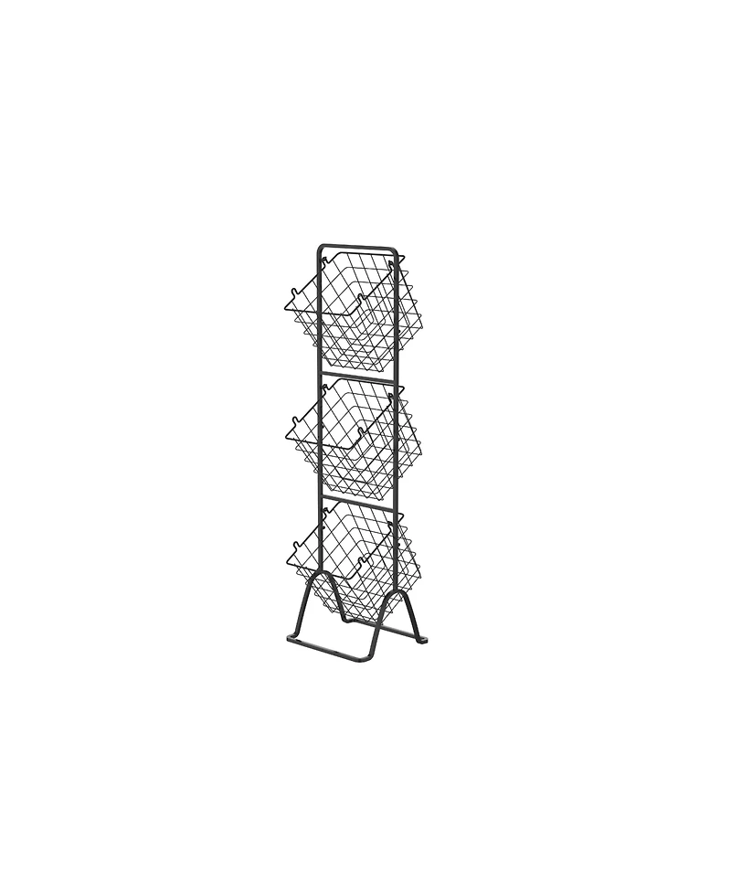 Oceanstar 3-Tier Metal Wire Storage Basket Stand with Removable Baskets, Black