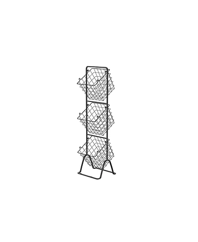 Oceanstar 3-Tier Metal Wire Storage Basket Stand with Removable Baskets, Black