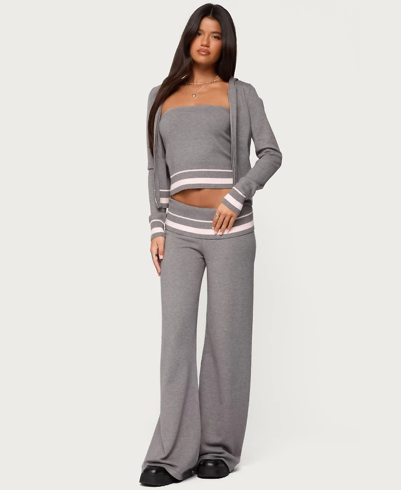 Edikted Women's Kaliya Stripey Knit Zip Up Hoodie