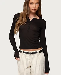 Edikted Women's Nettie Ribbed Henley Top