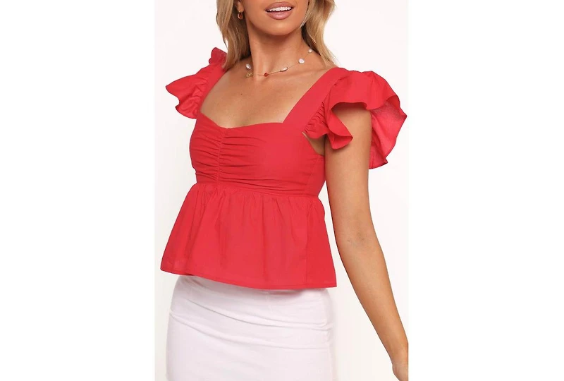 Petal and Pup Women's Lyric Ruffle Top - Red