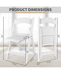 Sugift 4 Pack White Resin Folding Chairs with Padded Seats - Indoor/Outdoor